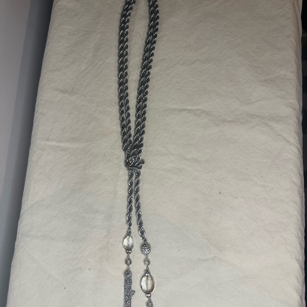Silver Rope Necklace with Dangling Charms